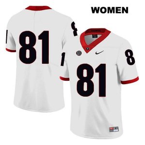 Women's Georgia Bulldogs NCAA #81 Jaylen Johnson Nike Stitched White Legend Authentic No Name College Football Jersey MRT8154EI